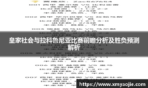 皇家社会与拉科鲁尼亚比赛前瞻分析及胜负预测解析